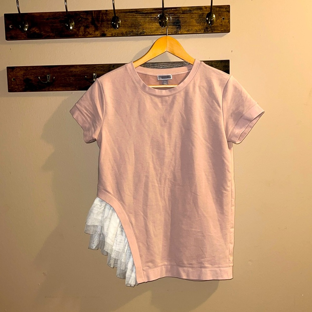 Peaches & Cream Ruffle Cutout Short Sleeve Sweatshirt